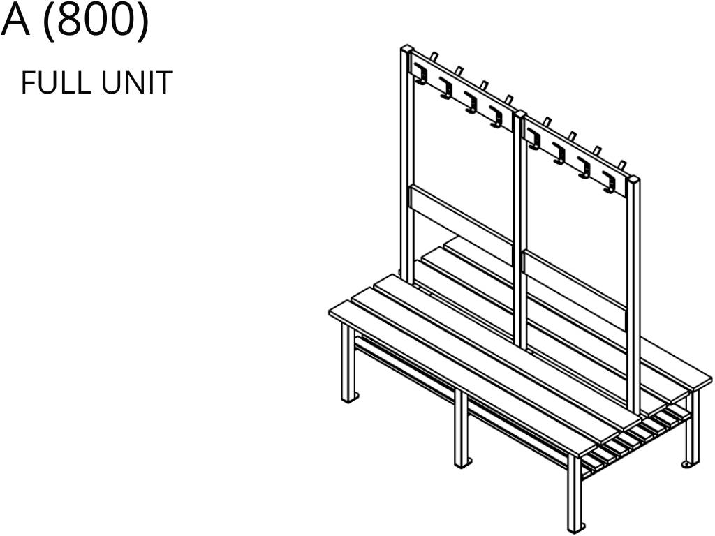 Double Island Bench Unit With Peg Rail (A Series)