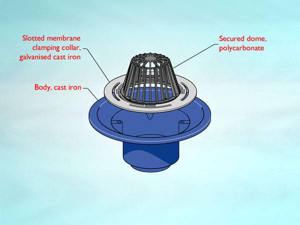 WB4 Series outlet for cold roof, dome grating