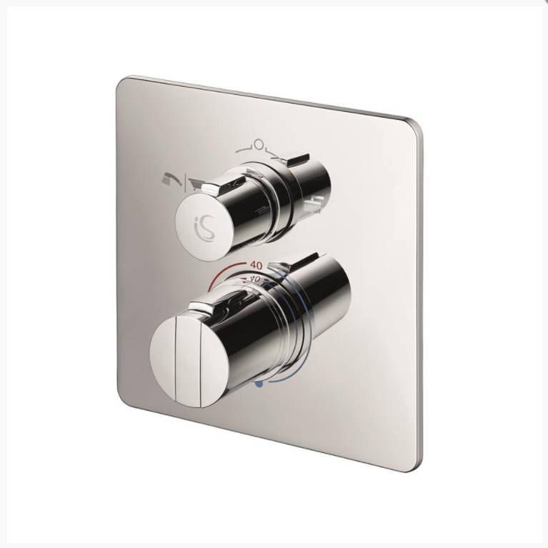 Concept Easybox Slim Built-in Thermostatic Bath Shower Mixer Square Faceplate