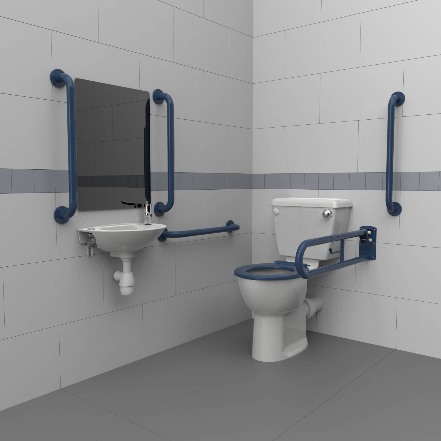 PRO Close Coupled Doc M Toilet Pack with Steel Concealed Fixing Grab Rails