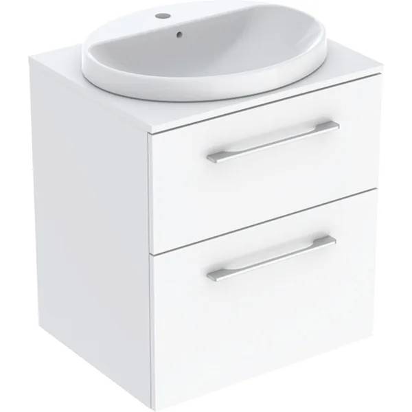 Geberit Selnova Square Set Of Countertop Washbasin With Cabinet And Washtop, Two Drawers
