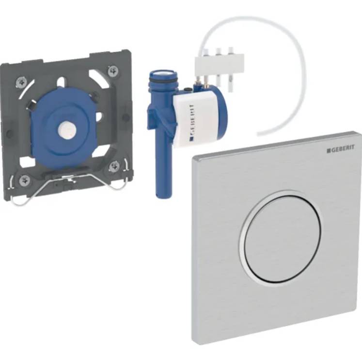 Geberit urinal flush control with pneumatic flush actuation, Type 10 flush plate, round