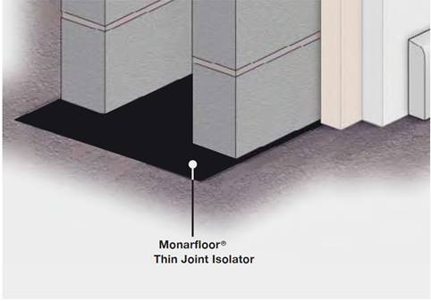 Monarfloor Thin Joint Isolator Separating Party Wall System - Acoustic isolation system