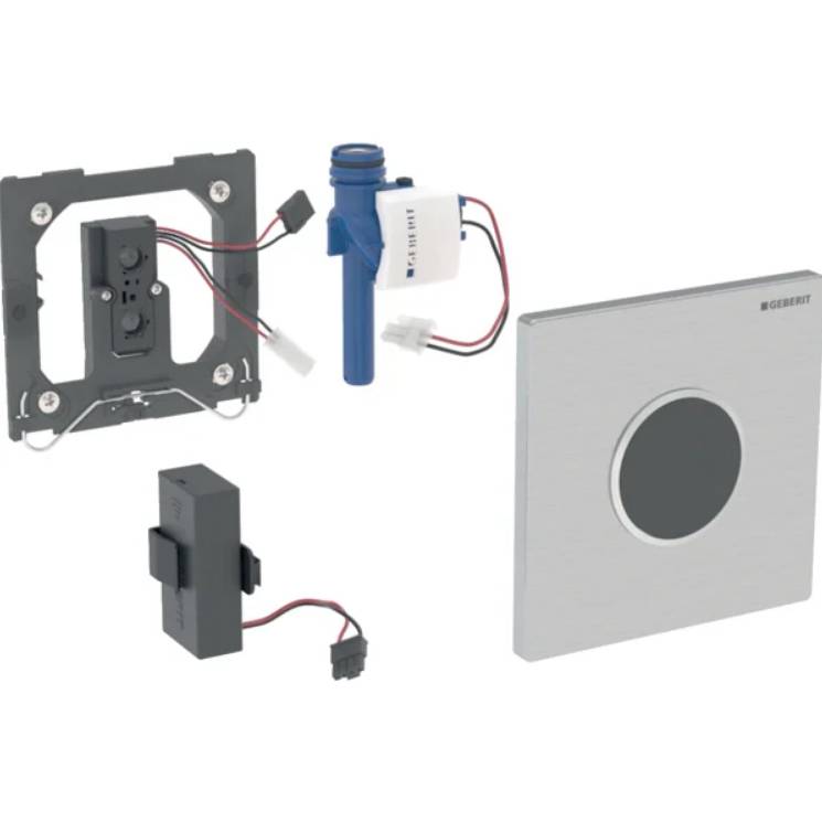 Geberit urinal flush control with electronic flush actuation, battery operation, Type 10 cover plate, round