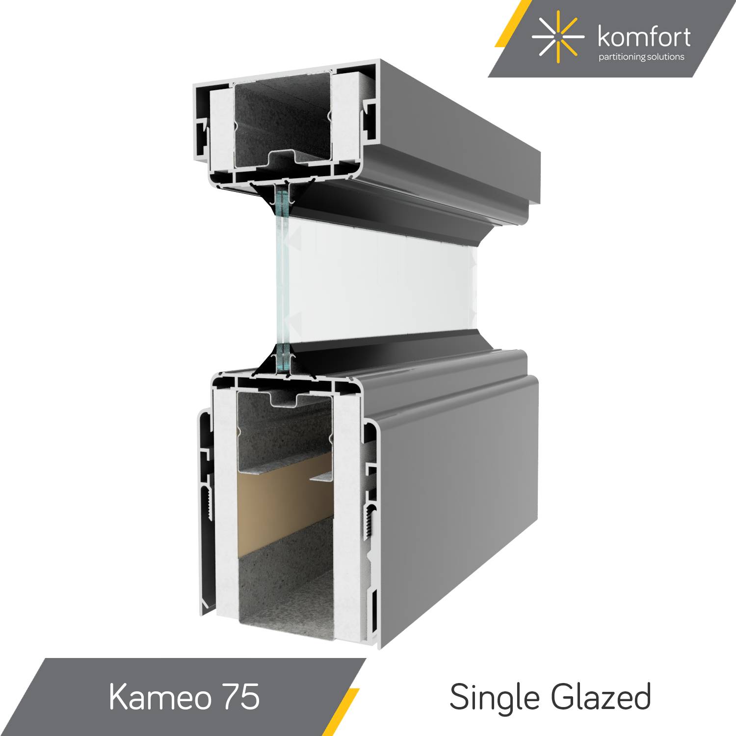 Komfort | Kameo 75 | Non-Fire Rated Solid & Glazed Partitioning