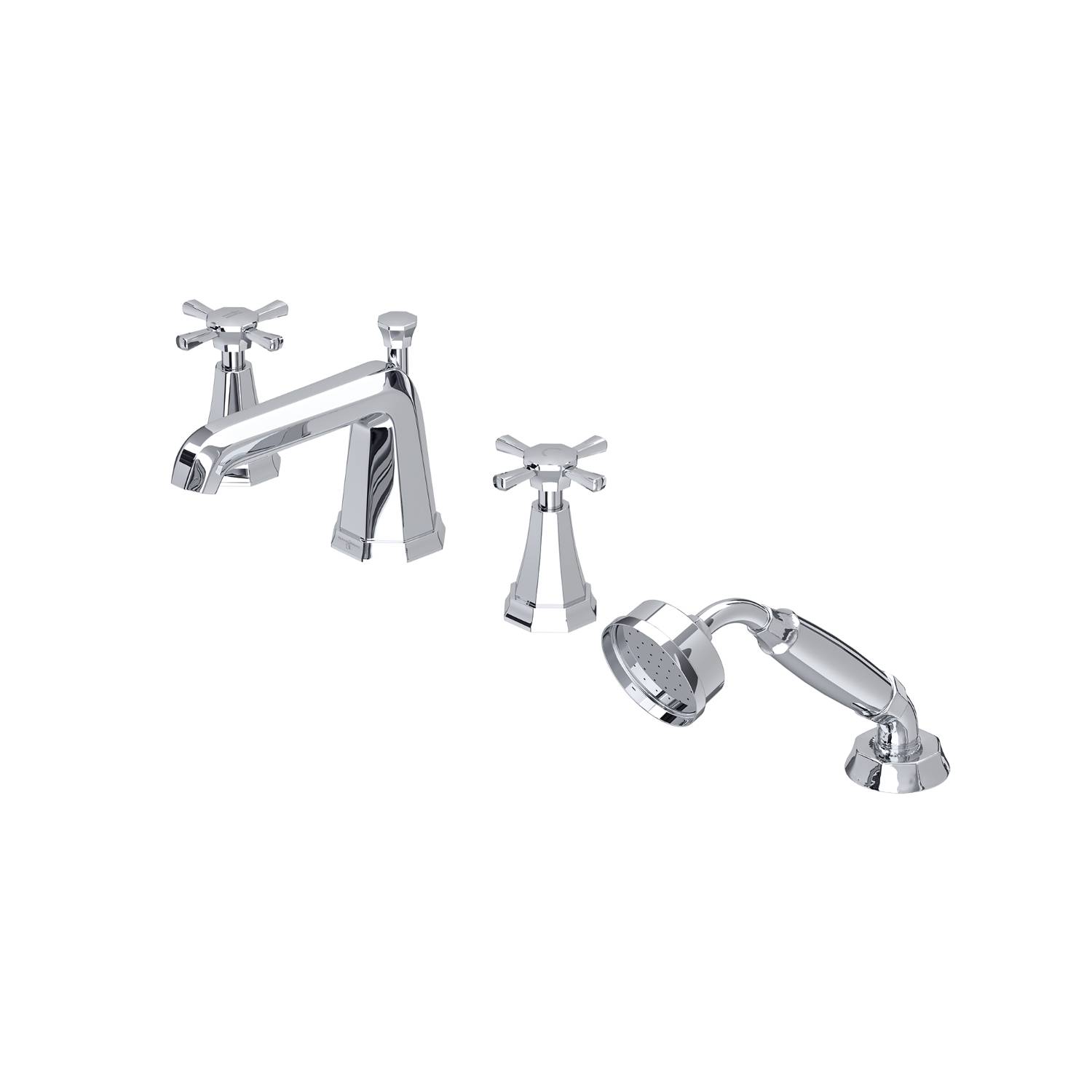 Deco Four-Hole Bath-Shower Mixer With Lever Or Crosstop Handles - Bath Tap