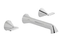 Arrondi 3 Hole Wall Mounted Basin Mixer Tap Lever Handle | ARR-109-CP