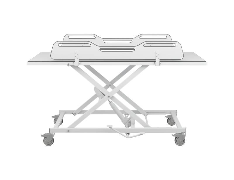 MCT 5 change trolley, manually height adjustable. Manually height adjustable with foot pedal (hydraulic) - Shower And Changing Table