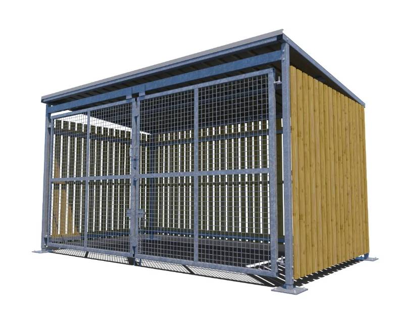Blox B Shelter - Timber slat open front cycle shelter.