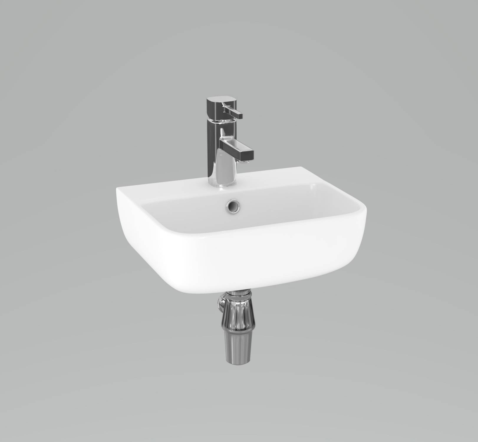 Cleo Square 35cm Washbasin 1 Tap Hole