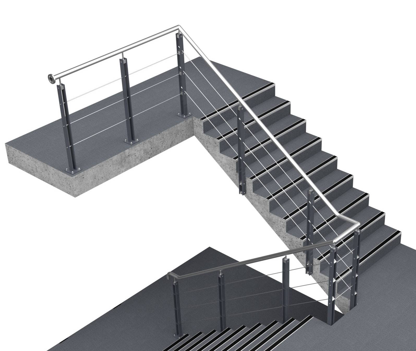 Balustrade System with Double Flat Post and Tension Wire Infill - Duo D440/D441