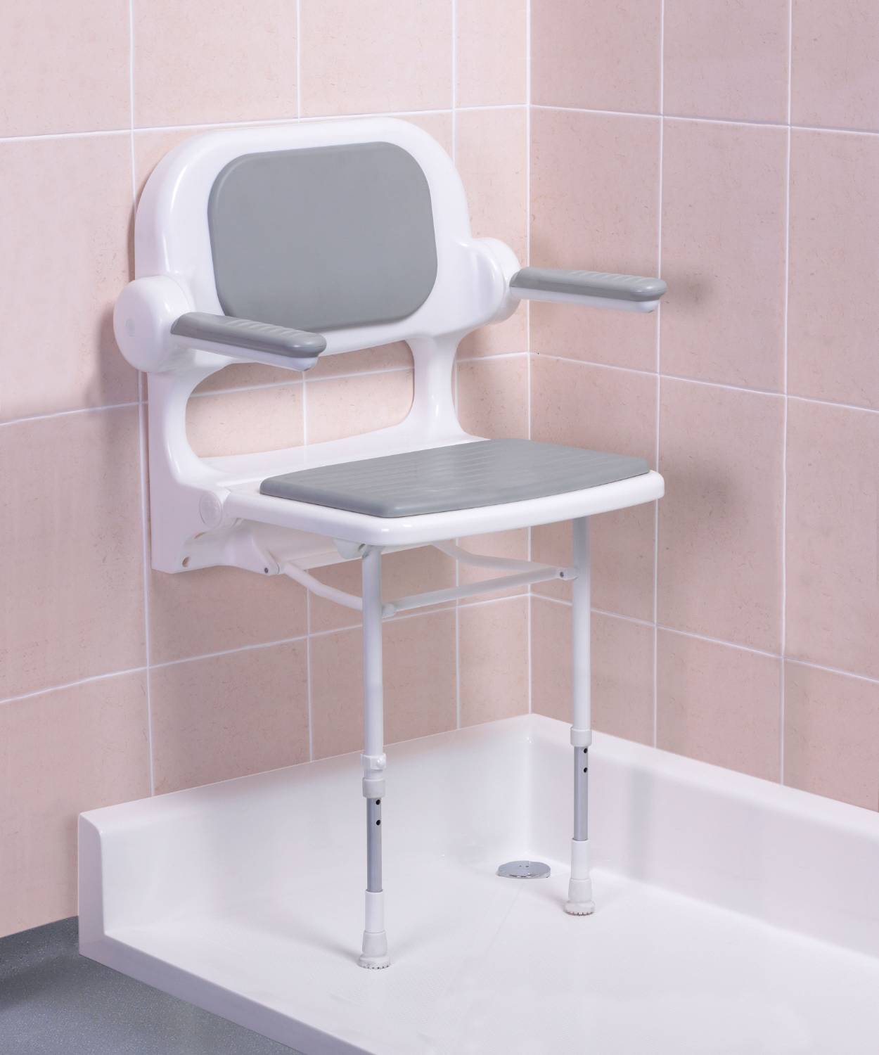 2000 Series Standard Fold Up Shower Seat with Back & Arms