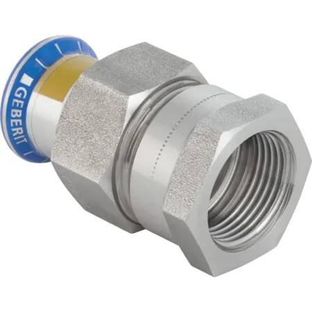 Geberit Mapress Stainless Steel Adaptor Union With Female Thread, Union Nut Made Of CrNi Steel (Gas)