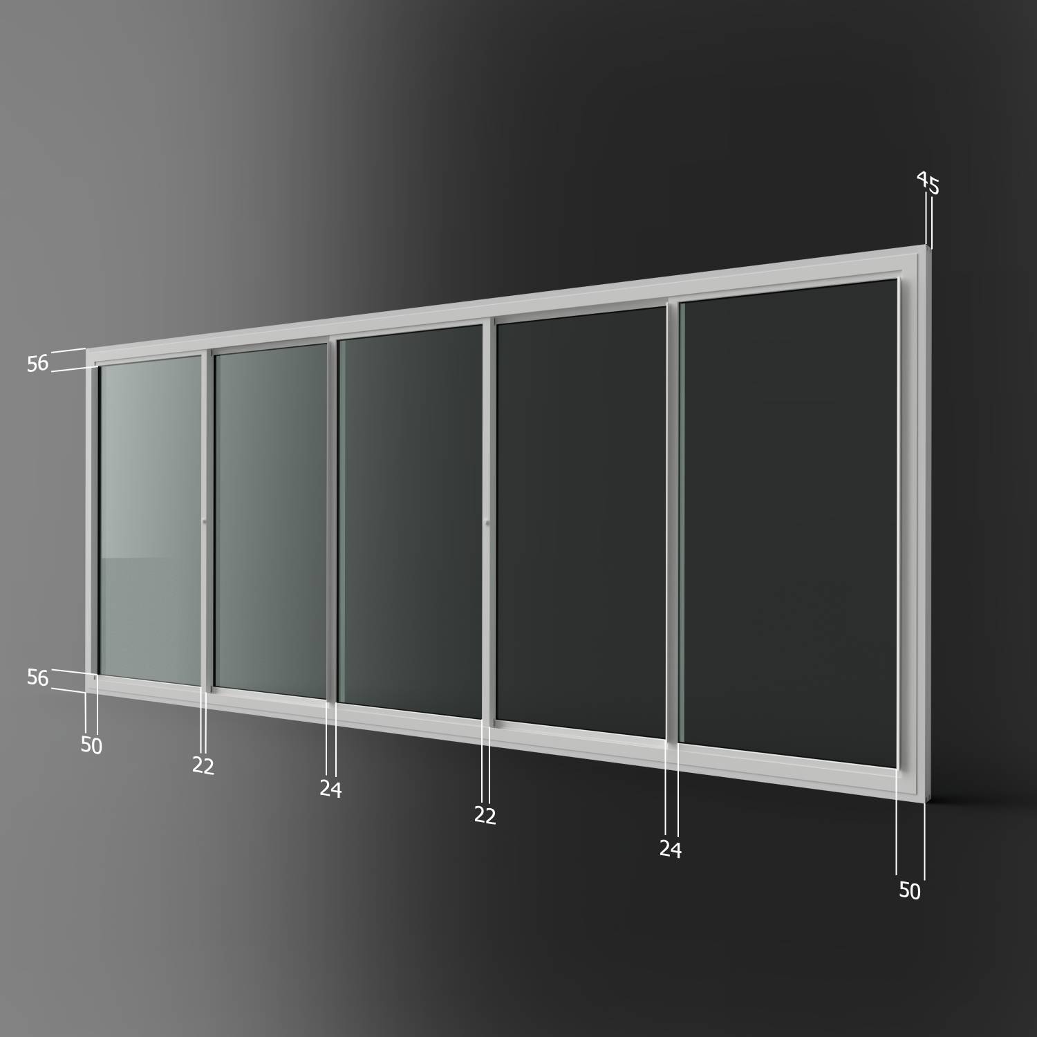 Horiztonal Sliding Unit - Five Panel - Secondary Glazing Unit