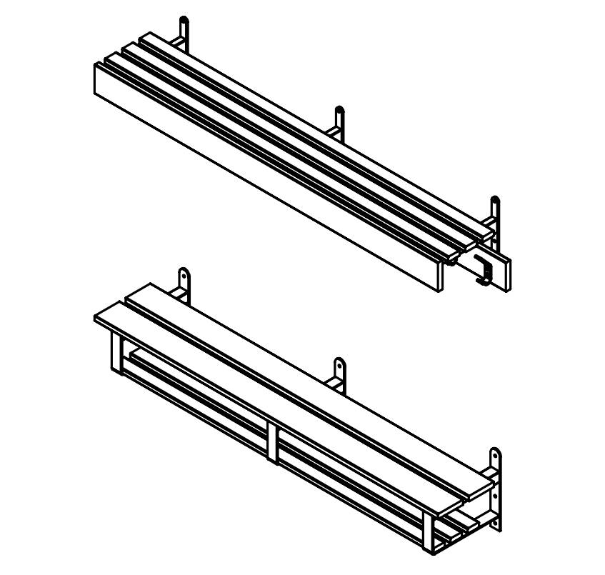 Wall And Floor Fixed Cloak Room Benching With Shoe Shelf, Peg Rail And Shelf Over (WAS1 Series)