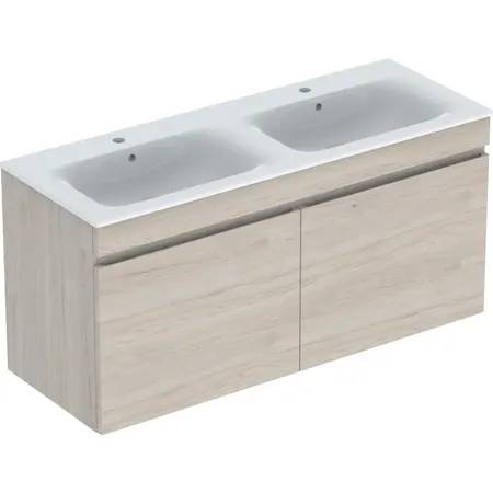 Geberit Renova Plan Set Of Double Vanity Basin, Slim Rim, With Cabinet, Two Drawers And Two Internal Drawers