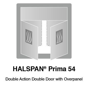 HALSPAN® Prima 54 mm Internal Fire Rated Door Blank - Double Acting Double Doors With Overpanel