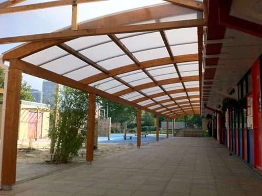 Tarnhow Curved Wall Mounted Timber Canopy - Polycarbonate Roof