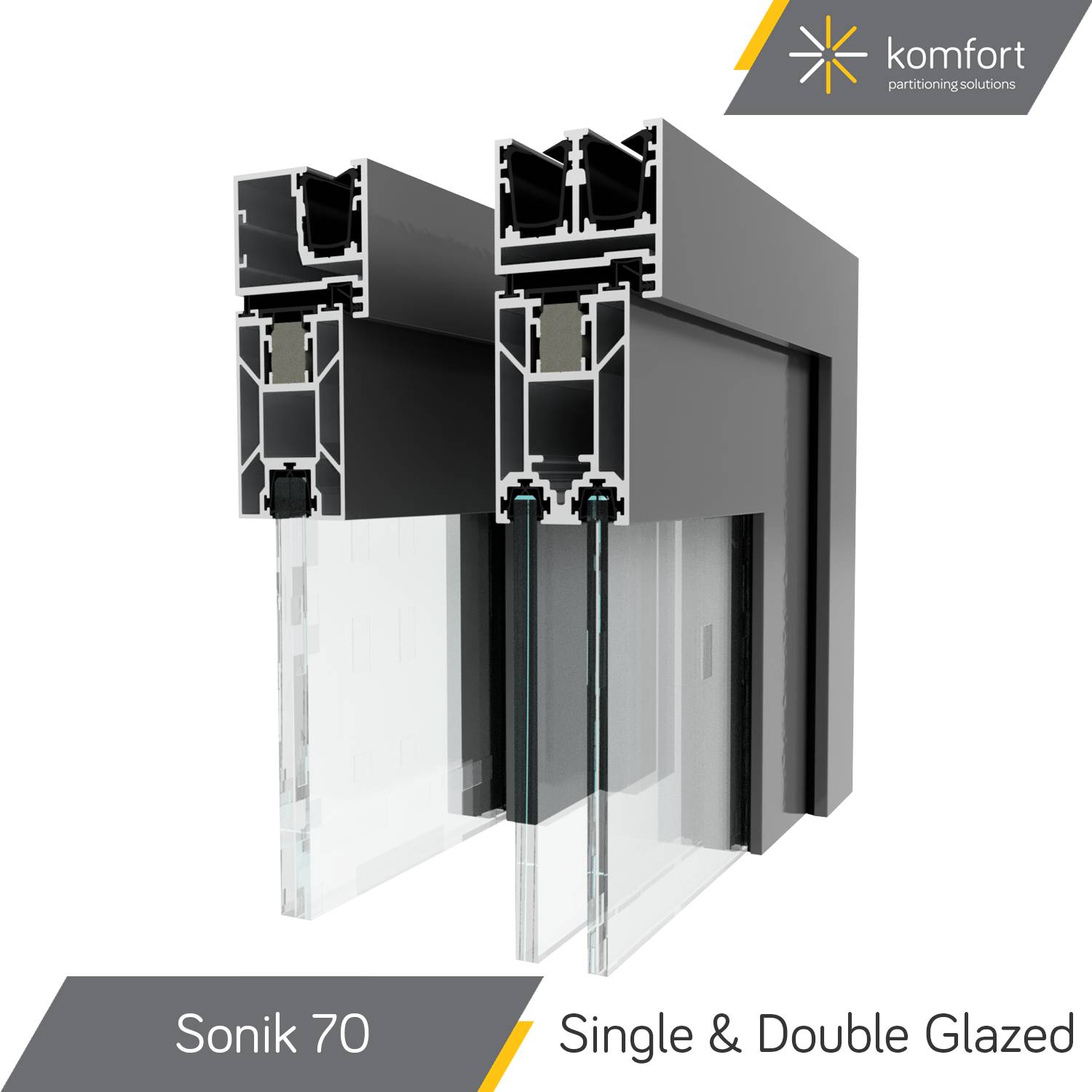 Komfort | Sonik 70 | Single & Double Glazed 44 mm Aluminium Doorsets