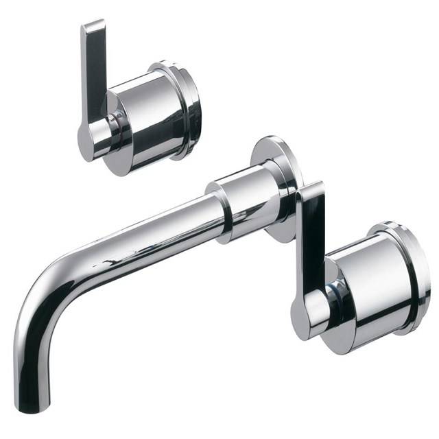 Silver Dual Control Three Hole Wall Basin Mixer