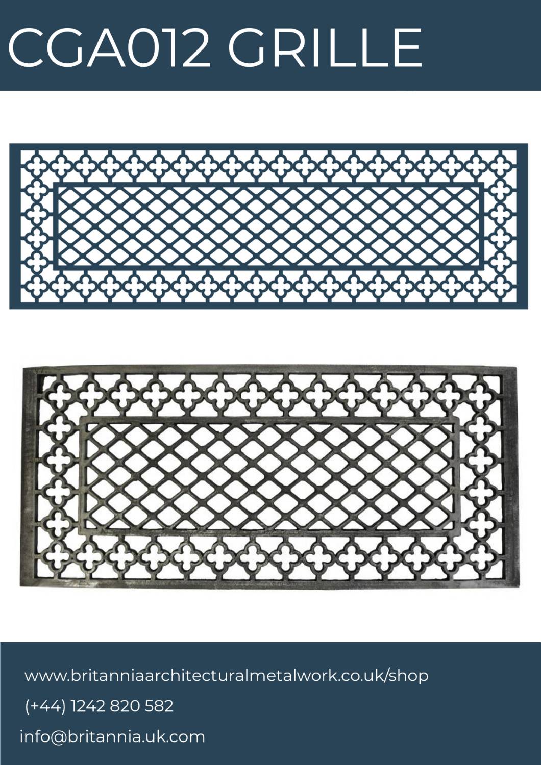 Cast iron and aluminium ventilation grilles and gratings. Decorative floor and wall heating vent. CGA012 Grille 