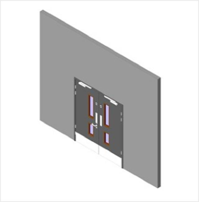 Health Range: Double Corridor Doorset with 2 Vision Panels Per Leaf