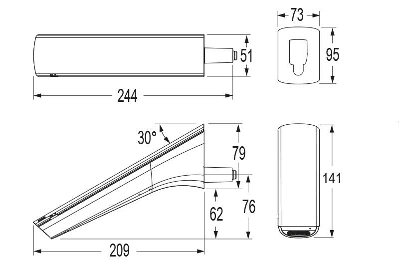 CONTI+ Ultra Wall Mounted Lavatory Faucets - Chrome, with IR-sensor, G1/2 - Touchless, Electronically Controlled