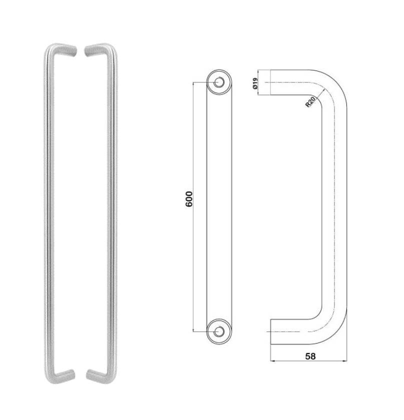 Pull Handles - Sharp Corner Pull Handle (Premium Range) - Pull Handle