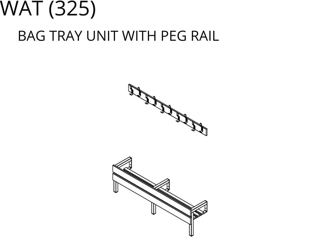 Bag Tray Bench Unit With Peg Rail and Optional Shelf Over (WAT Series)