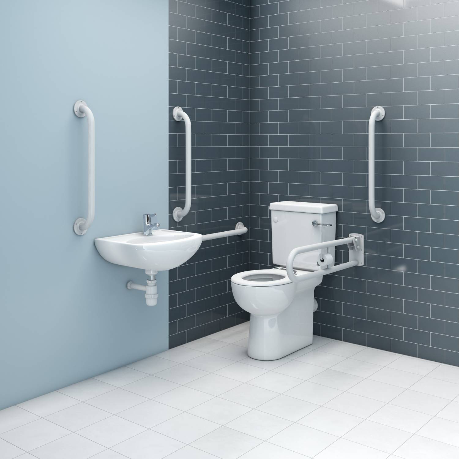 Atlas Rimless DeLuxe Close Coupled DocM Pack Right Hand 40cm Basin - Document M Compliant Pack