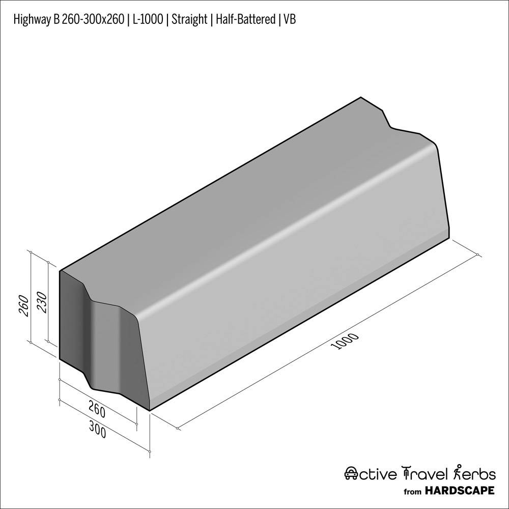 Active Travel Kerb - Highway B - 260-300 - Concrete Kerb