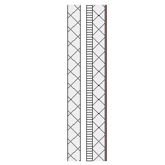 Concrete block cavity wall with partial fill insulation and plaster