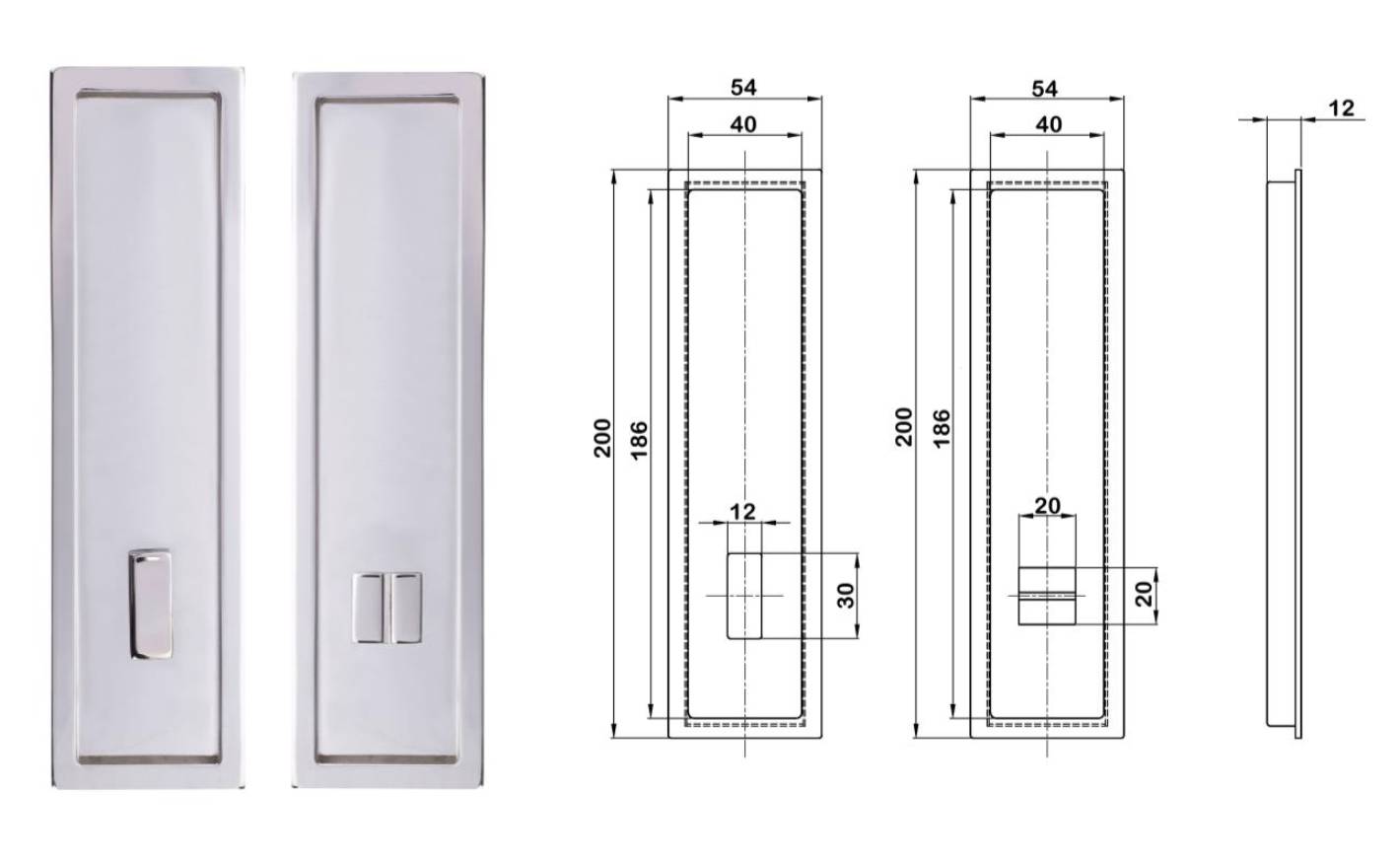 Premium Range Flush Slimline Pull Handles - Pull Handles (CFP17/ CFP18) - Flush Pull Handle