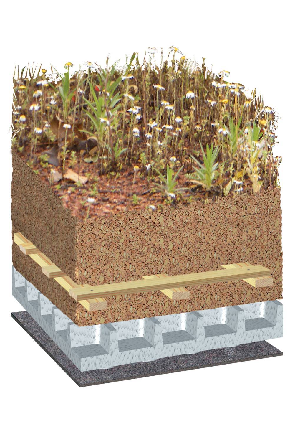 Bauder UK Native Plug Plant And Flora Seed Mix Biodiverse Green Roof System, Pitched Roof