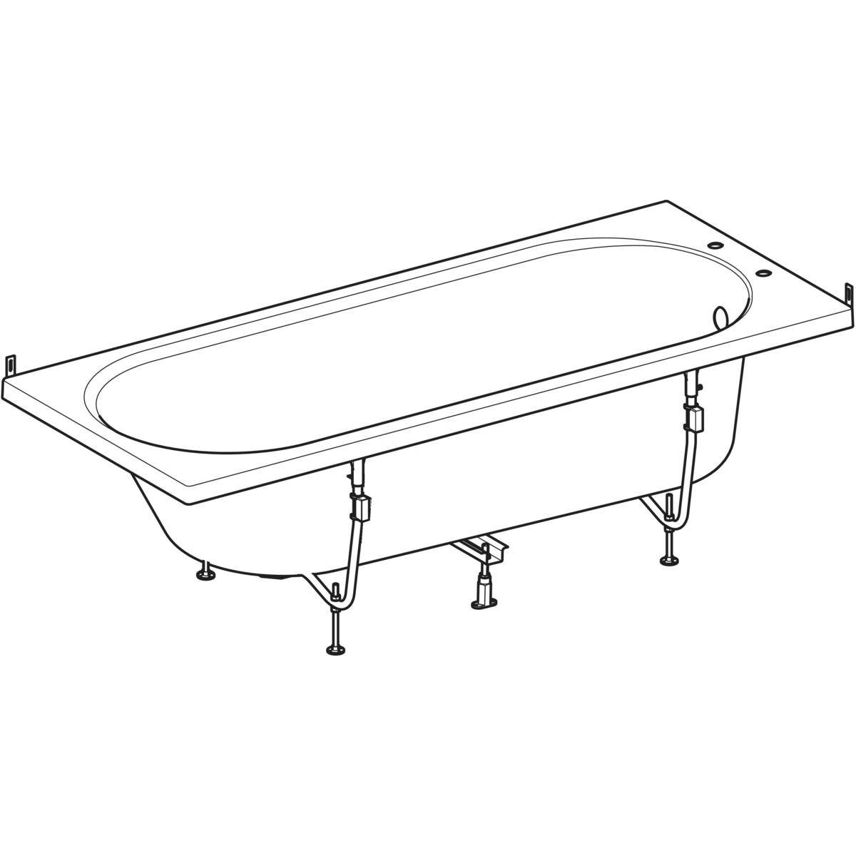 Twyford Mystic Rectangular Bathtub with Low Water Capacity, with Legs, for Heat Exchanger