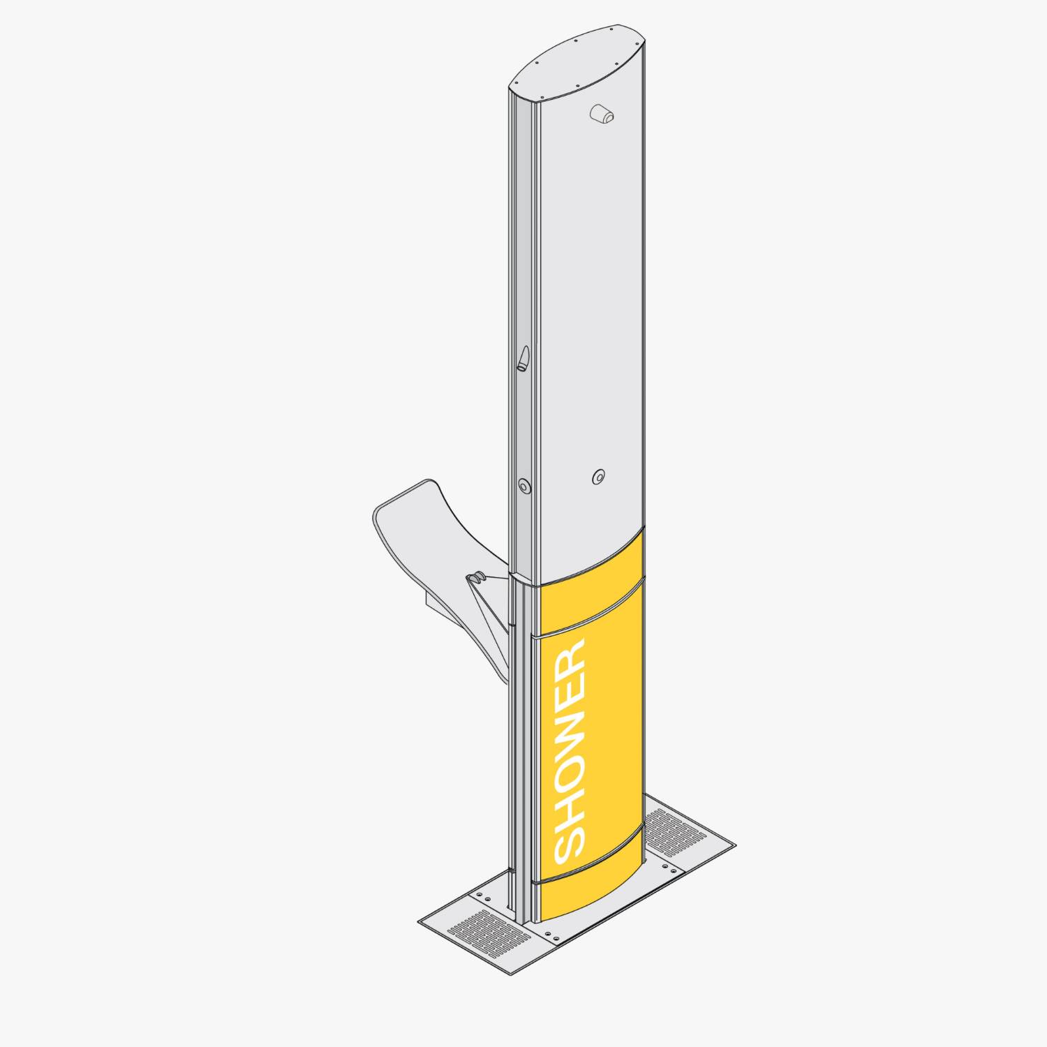 Aquafil® FlexiShower Single-Sided with Drinking Fountain – Outdoor Shower and Drinking Fountain