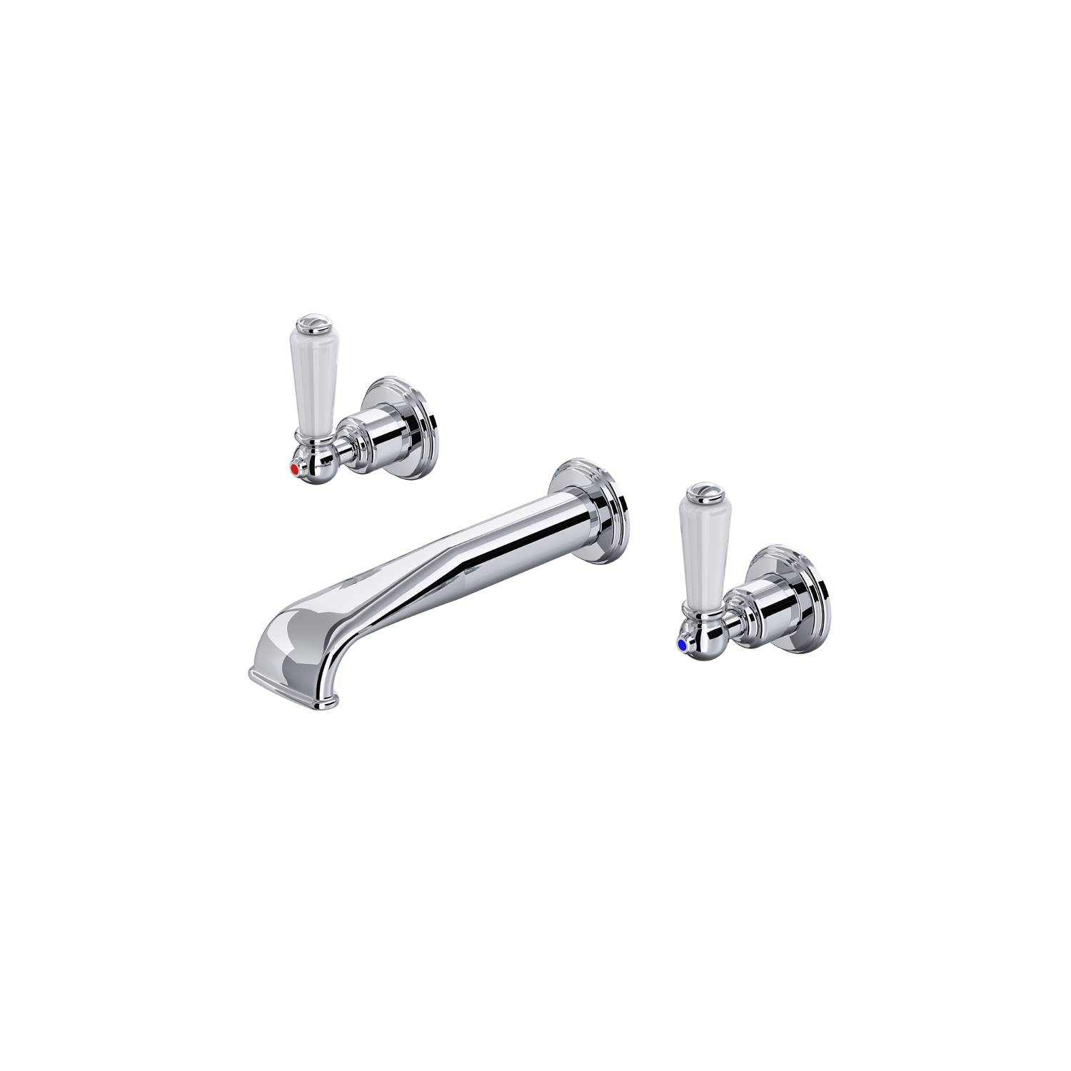 Traditional Three-Hole Wall-Mounted Basin Mixer With Lever Or Crosstap Handles - Basin Tap