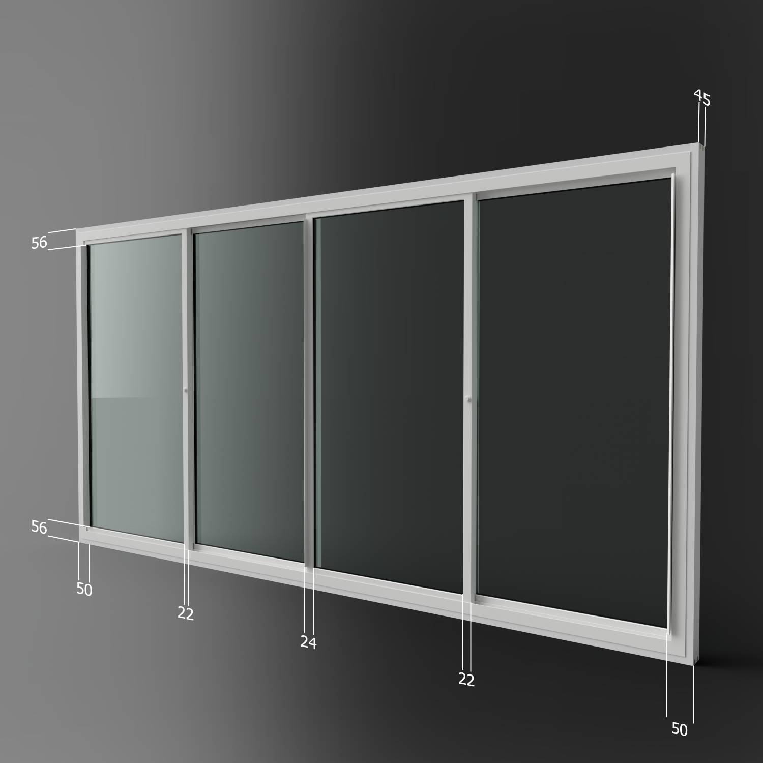 Horizontal Sliding Unit - Four Panel (HS4) - Secondary Glazing Unit