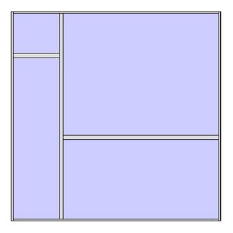 Unitized curtain walling system with 4 panels (2x2 arrangement 1)