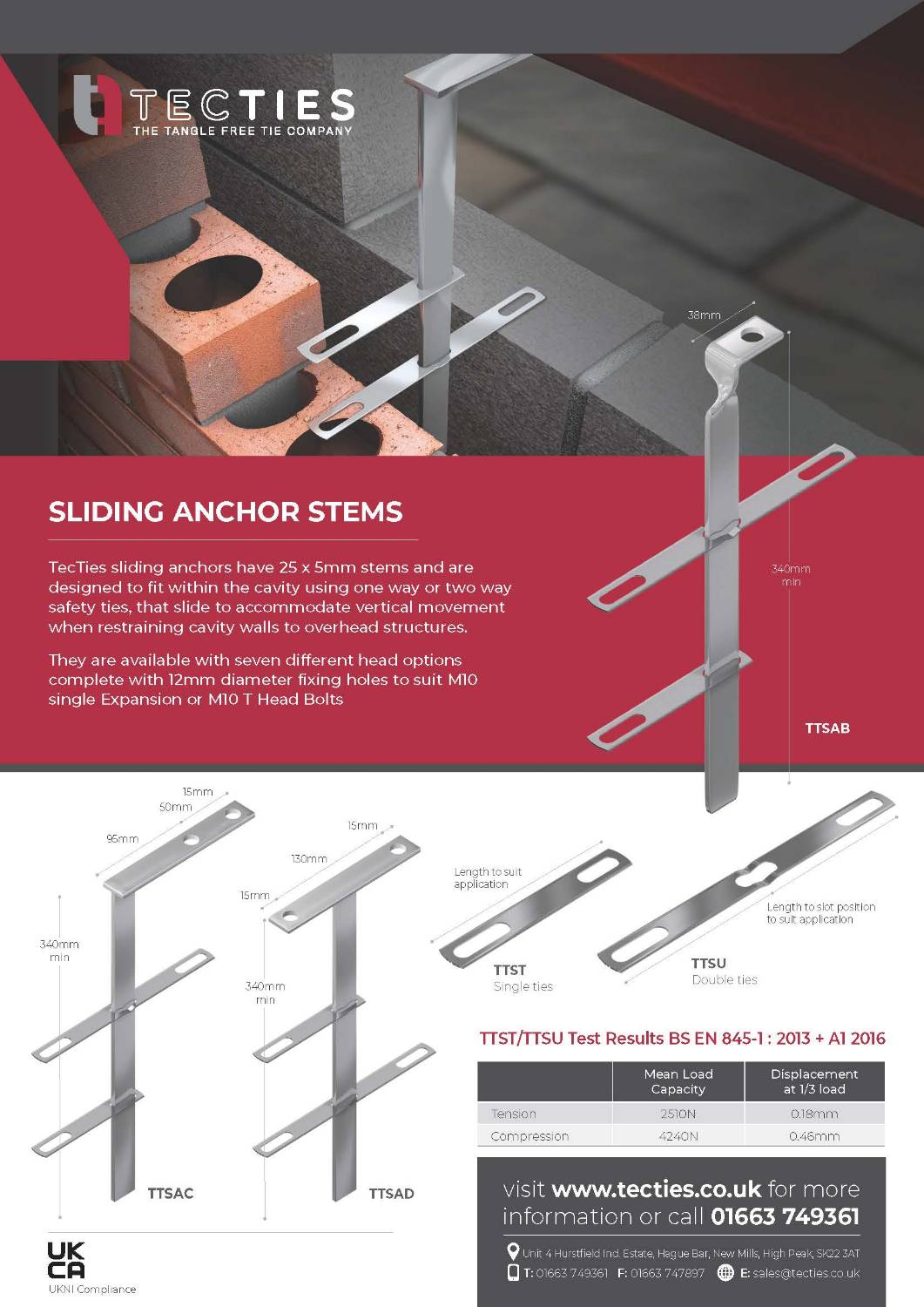 Sliding Anchors - Sliding Anchor Stems and Ties
