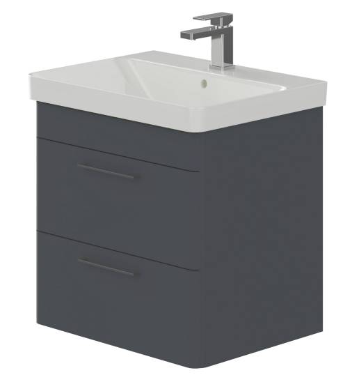 Layla 60 cm 2 Drawer Wall Hung Vanity Basin Unit