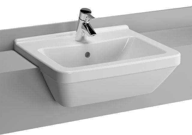 VitrA S50 Semi-recessed Washbasin, 55 cm, Square, 5598