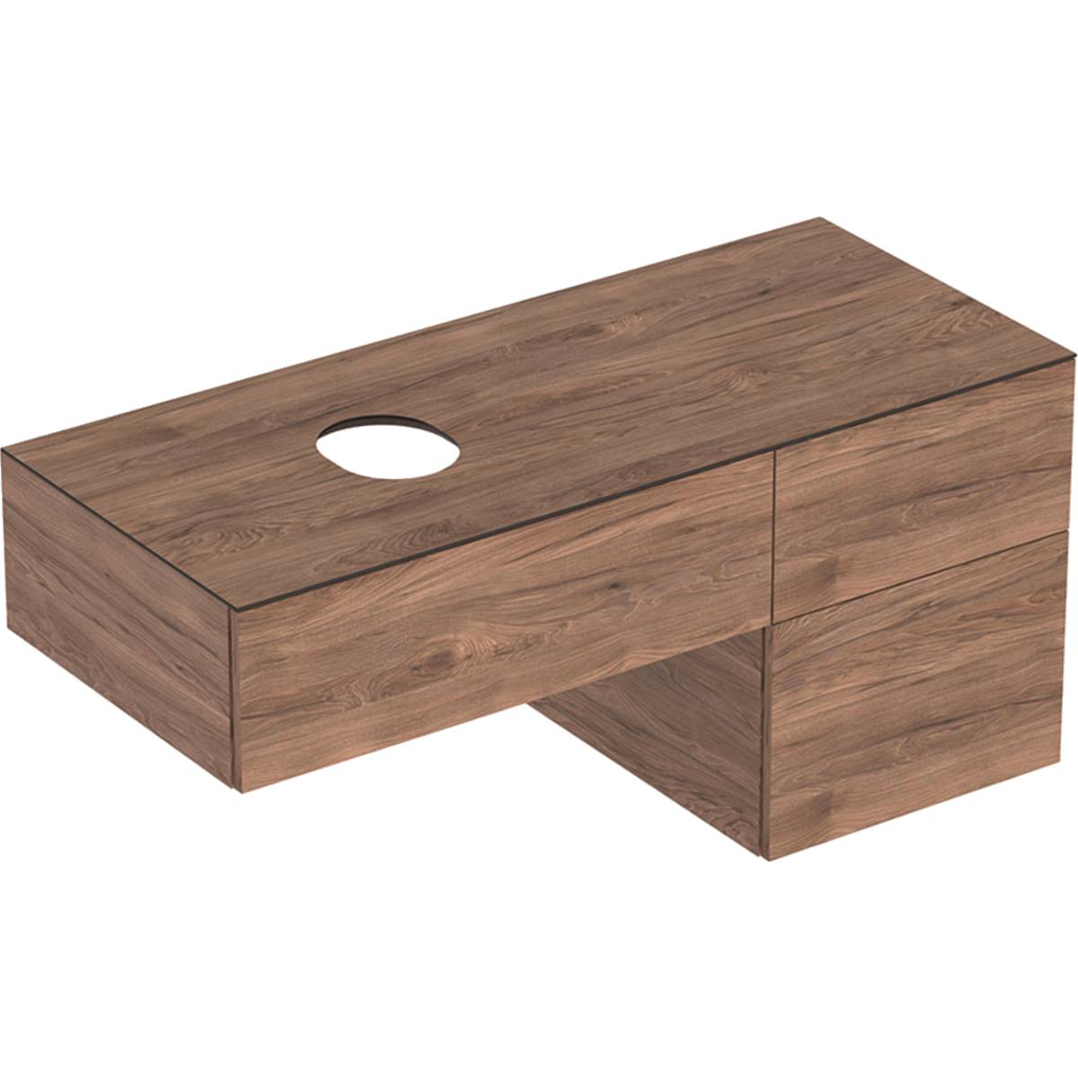 VariForm Cabinet for Lay-on Washbasin, with Three Drawers, Shelf Surface and Trap