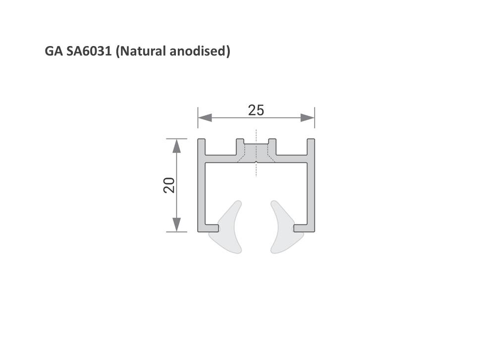 6 / 8mm Aluminium Glazing Channel  - Glazing Channels for 6/8mm Glass
