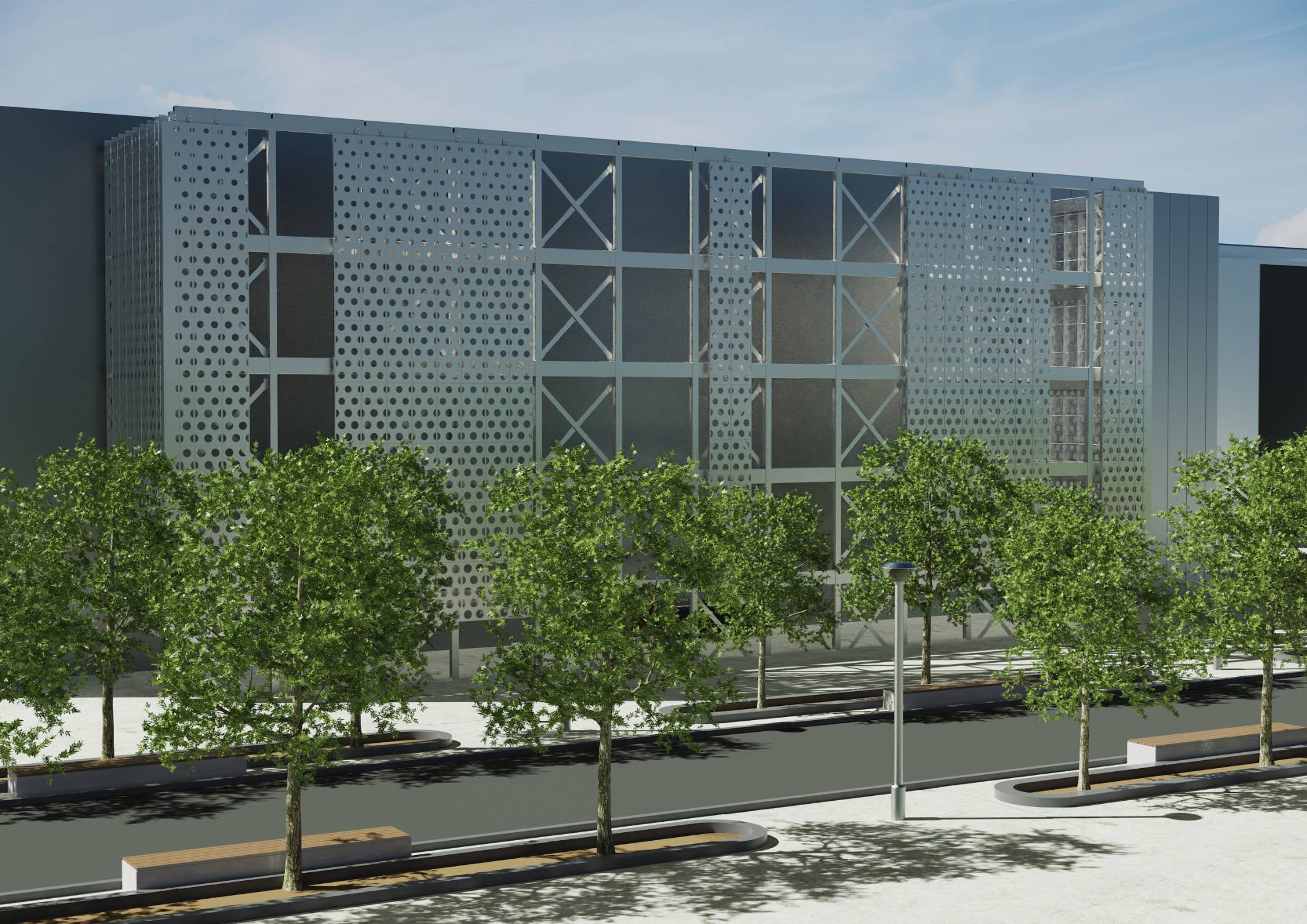 Data Centre & Gantry Façade Systems- ContraClad Architectural Perforated Mesh Facades