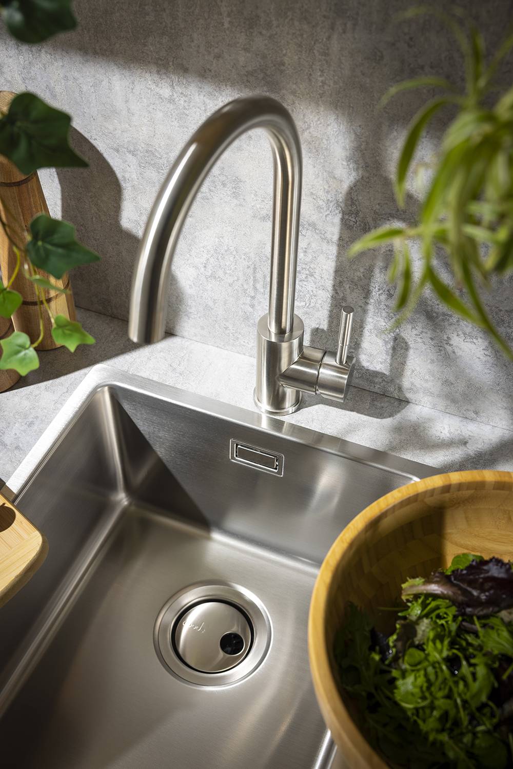 Sway Single Lever - Contemporary Stainless Steel Kitchen Mixer Tap