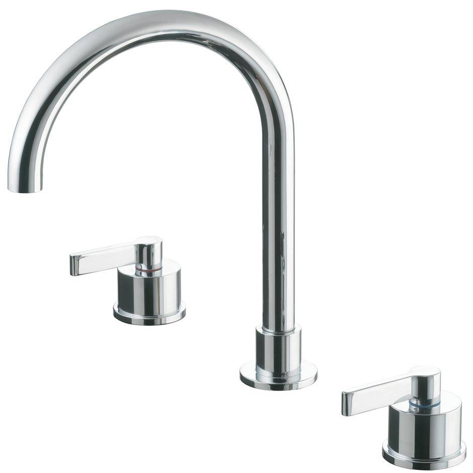 Silver Dual Control Three Hole Basin Mixer