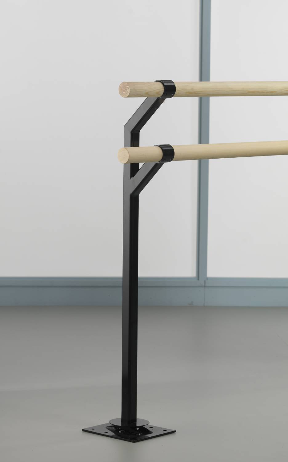 Floor-mounted Double Retro-fit Ballet Barre Bracket