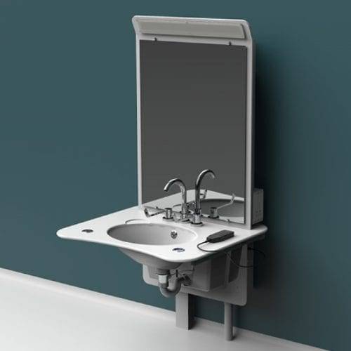 Astor ABW6/6SP Height Adjustable Washbasin with integrated mirror