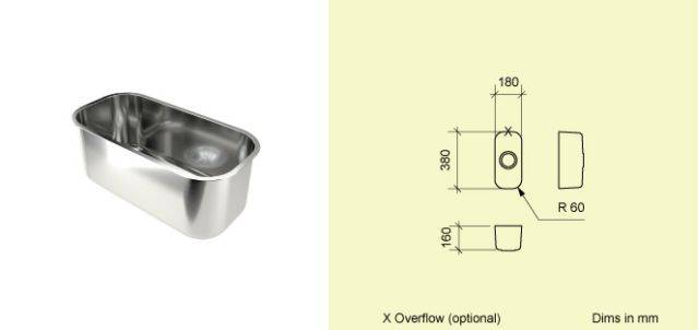 Sink Bowl T18 - Rectangular Stainless Steel Kitchen Sink